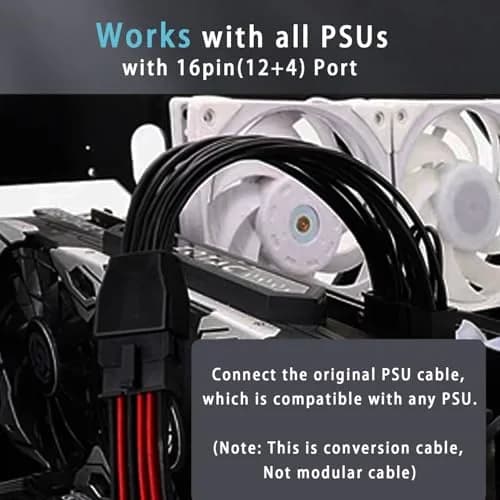 COMeap 16 Pin to Dual 8 Pin(6+2) PCIe Conversion GPU Power Cable 18cm (7in) | 600W Rated Power thumbnail 3