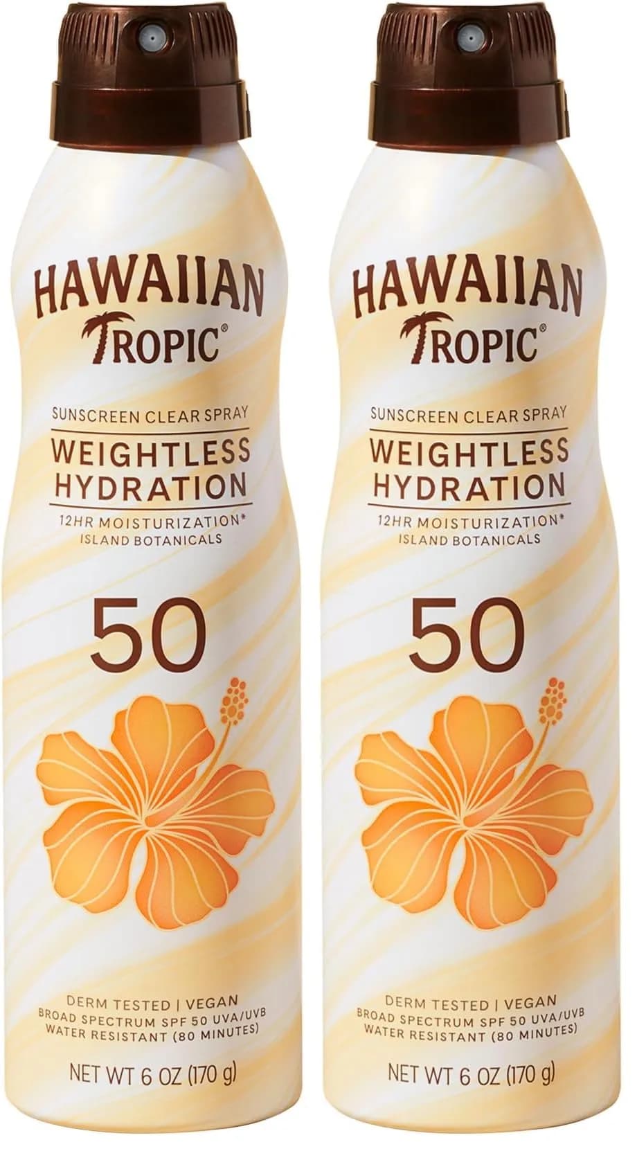 Hawaiian Tropic Weightless Hydration SPF 50 Sunscreen Spray 355ml (12 Fl Oz) | Dermatologist Tested for All Skin Types — 6 Ounce
