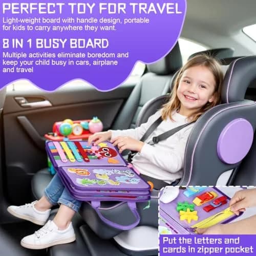 Esjay Busy Board Montessori Toys for Girls, Purple Multipages | Educational Activities for Fine Motor Skills thumbnail 4