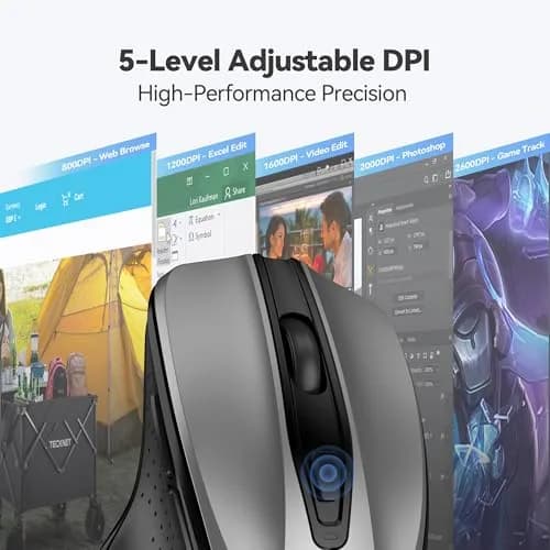 TECKNET M003 Wireless Ergonomic Computer Mouse - Silver, 2600 DPI, 2.4G thumbnail 4