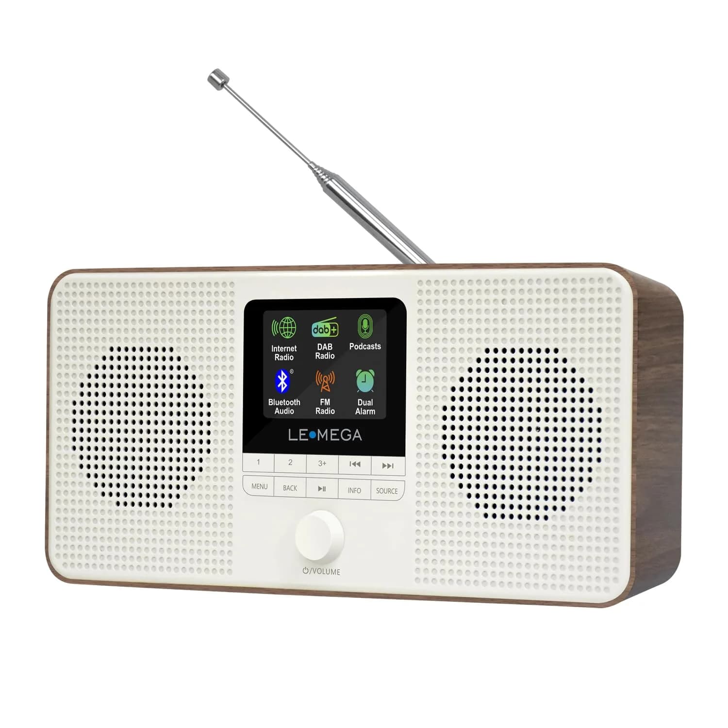 LEMEGA IR4S Internet Radio, Bluetooth, FM, Podcasts, Spotify, Portable Stone Grey | 30,000+ Stations — IR4S Dark Walnut