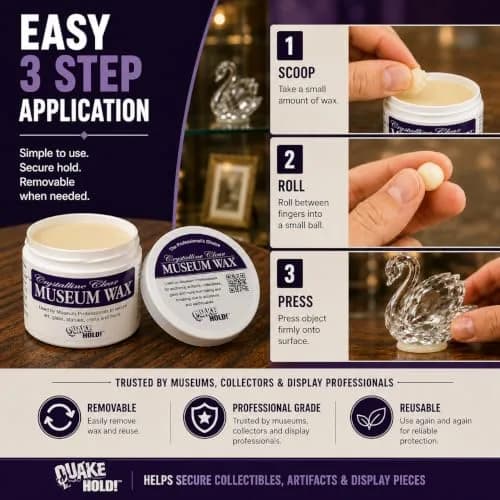 Quakehold! Museum Wax 2 oz (113g) 2-Pack | Secures Collectibles Against Bumps & Earthquakes thumbnail 4