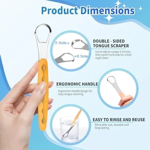 RIKKUSE 2-Pack Stainless Steel Tongue Scraper Set with Travel Cases | Removes Bad Breath & Buildup thumbnail 7
