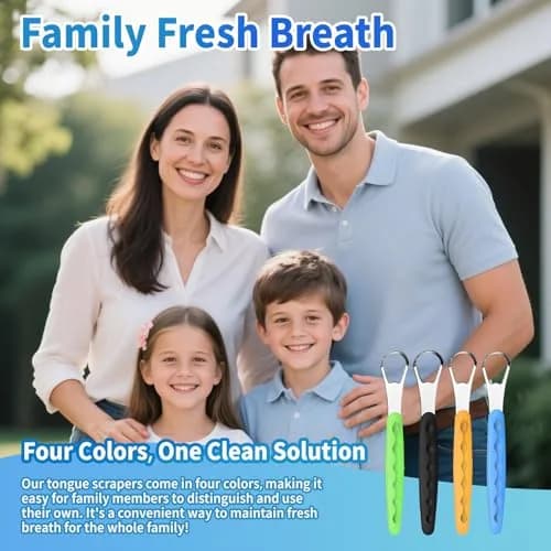 RIKKUSE Stainless Steel Tongue Scraper Set 4-Pack (5 inches Length) | Removes Bad Breath & Buildup thumbnail 8