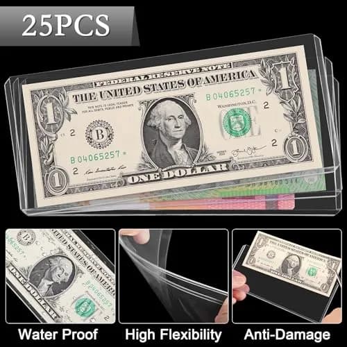 Uncle Paul Clear Banknote Holders Top-Load 17.5cm (6.8") - 25 Pack | Protects Bills & Collectibles thumbnail 4