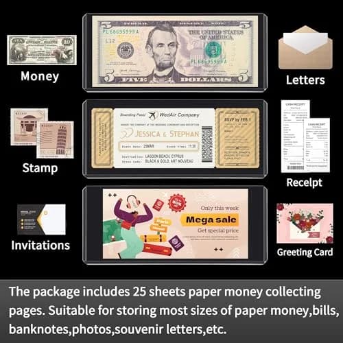 Uncle Paul Clear Banknote Holders Top-Load 17.5cm (6.8") - 25 Pack | Protects Bills & Collectibles thumbnail 6