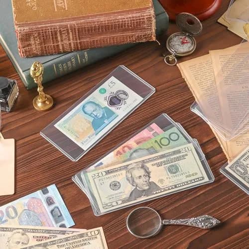 Uncle Paul Clear Banknote Holders 16.7cm x 7.1cm (40 Pcs) | Top-Load Design for Bills & Collectibles thumbnail 7