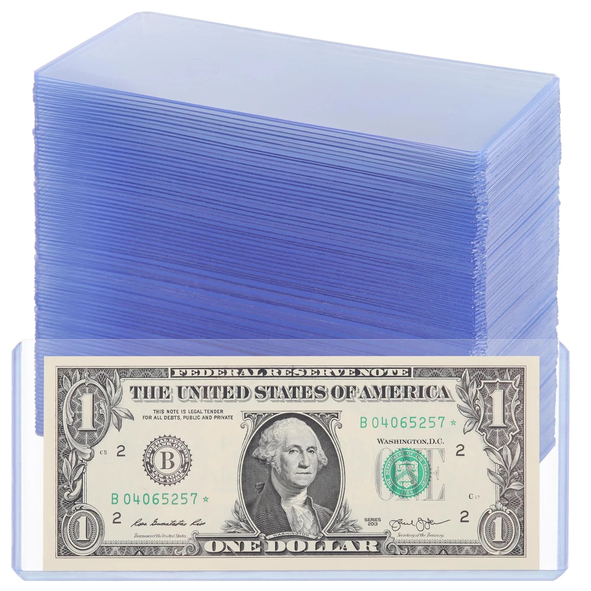 Uncle Paul Clear Banknote Holders Top-Load 17.5cm (6.8") - 25 Pack | Protects Bills & Collectibles — Blue Transparent