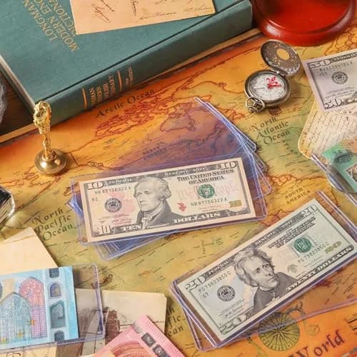 Uncle Paul Blue Clear Banknote Holders 16.7cm x 7.1cm (6.6"x2.8") | Top-Load Bill Sleeves for Collectibles thumbnail 7