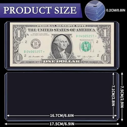 Uncle Paul Blue Clear Banknote Holders 16.7cm x 7.1cm (6.6"x2.8") | Top-Load Bill Sleeves for Collectibles thumbnail 2