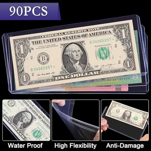 Uncle Paul Blue Clear Banknote Holders 16.7cm x 7.1cm (6.6"x2.8") | Top-Load Bill Sleeves for Collectibles thumbnail 3