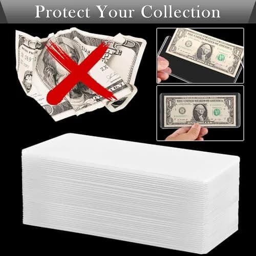 Uncle Paul Clear 90PCS Banknote Holders 6.6"x2.8" | Top-Load Crystal-Clear Currency Display thumbnail 5