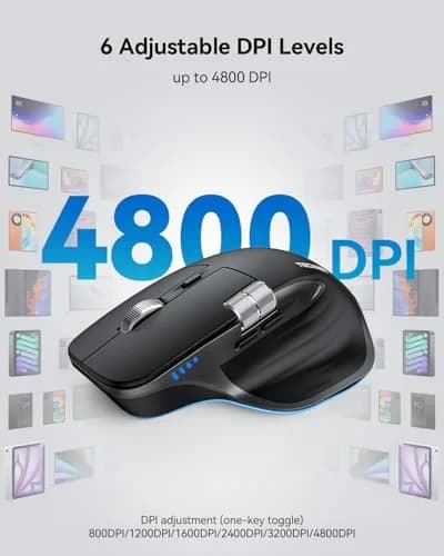 TECKNET Wireless Mouse, 3-Device Bluetooth Rechargeable, 4800 DPI Optical Mouse with Side Scroll Wheel | 36-Month Warranty thumbnail 5