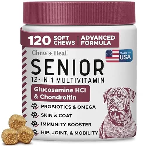 Chew + Heal Labs Senior Dog Multivitamin 120 Soft Chews | Supports Joints, Gut & Skin thumbnail 1