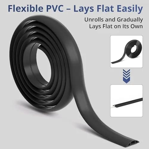 ZhiYo 5.6ft Floor Cord Cover Cable Cavity 1.6" W x 0.43" H Smoked Brown Wood | Conceals 1-2 Cables on Floor thumbnail 7