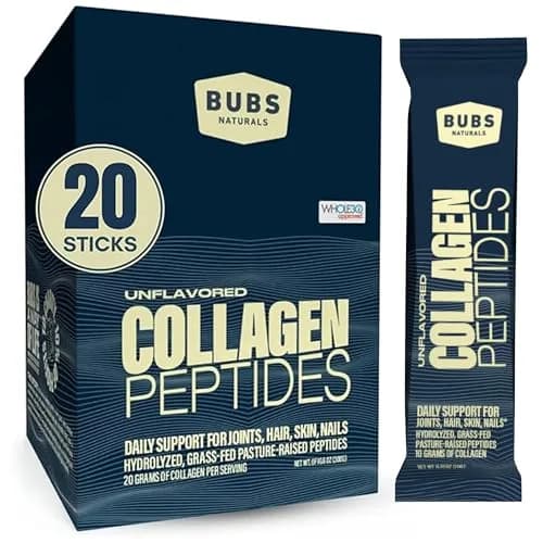 BUBS Naturals Unflavored Collagen Peptides Powder | Supports Skin & Joints, 20g Collagen per Serving, Grass Fed, Keto & Paleo Friendly thumbnail 1