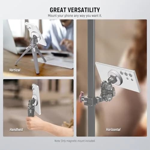 NEEWER Magnetic Phone Tripod Mount Adapter with Adhesive Metal Ring & 1/4" Thread | Silver, 59x7mm (2.3"x0.3") thumbnail 7