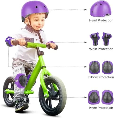 DaCool Kids Bike Helmet & Protective Gear Set with Knee Pads, Elbow Pads, Wrist Guards - Purple, Small (3-10 yrs) | Adjustable Fit for Sport Cycling thumbnail 7