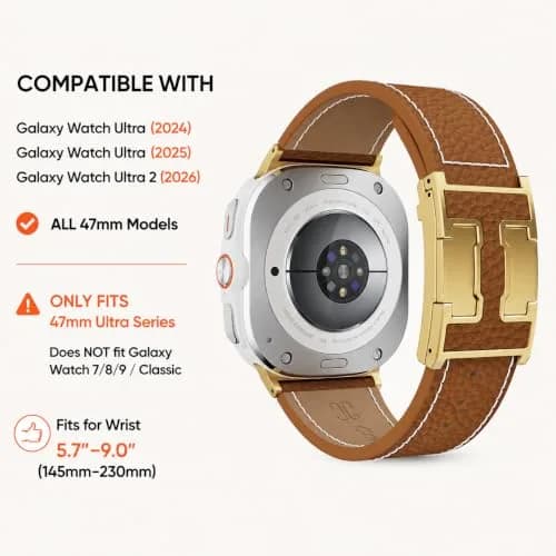 CrazyGrass Leather Band Compatible with Galaxy Watch Ultra 2/ Ultra Bands 47mm | Genuine Leather with Magnetic Clasp thumbnail 5
