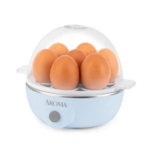 AROMA Overly Easy Egg Cooker, Steamer & Poacher | XL Capacity Fits 7 Eggs, Blue thumbnail 1