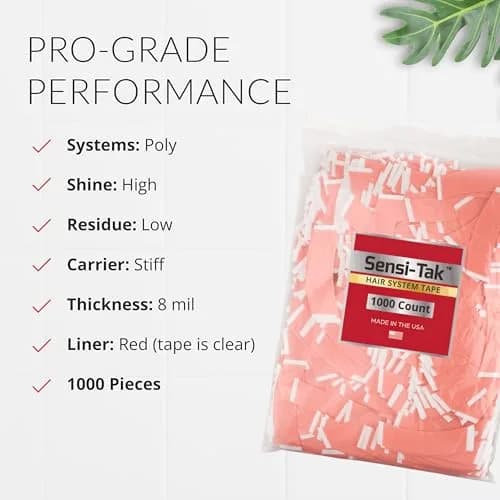 Walker Tape Sensi-Tak C Contour 1000 Pieces for Wig Installs, Lace Systems, Toupee Applications, Hair Tape Prep and Adhesive Strips Use Offering Extended Wear Hold, Low Residue Removal, Skin-Safe thumbnail 4