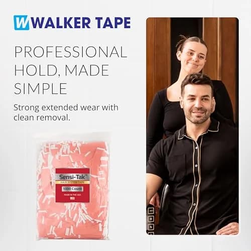 Walker Tape Sensi-Tak C Contour 1000 Pieces for Wig Installs, Lace Systems, Toupee Applications, Hair Tape Prep and Adhesive Strips Use Offering Extended Wear Hold, Low Residue Removal, Skin-Safe thumbnail 8