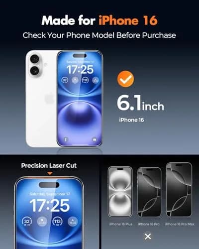 UNBREAKcable for iPhone 16 Screen Protector 6.1 inch | Military-Grade Impact Resistance thumbnail 2