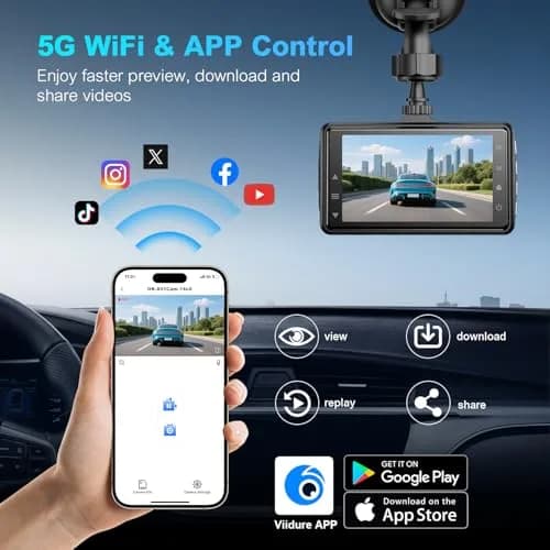 BOOGIIO 4K Dual Dash Cam with 64GB SD Card | 170° Wide Angle, Night Vision, WiFi, G-Sensor, 3" IPS Screen thumbnail 5