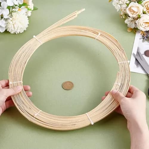 NBEADS Bamboo Strips for Weaving 32.8 Yards | 6mm Wide Flat Rattan Webbing for DIY Crafts thumbnail 3