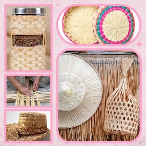 NBEADS Bamboo Strips for Weaving 8mm Wide (32.8 Yards Total) | Natural Wicker Rattan Webbing for DIY Basket Making & Furniture Repair thumbnail 5