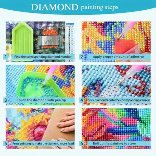 BYGFHLYW 5D Diamond Painting Kits for Adults, Heart Flower Diamond Art Kits 34.8cm x 34.8cm | Full Drill Gem Painting for Home Wall Decor thumbnail 9