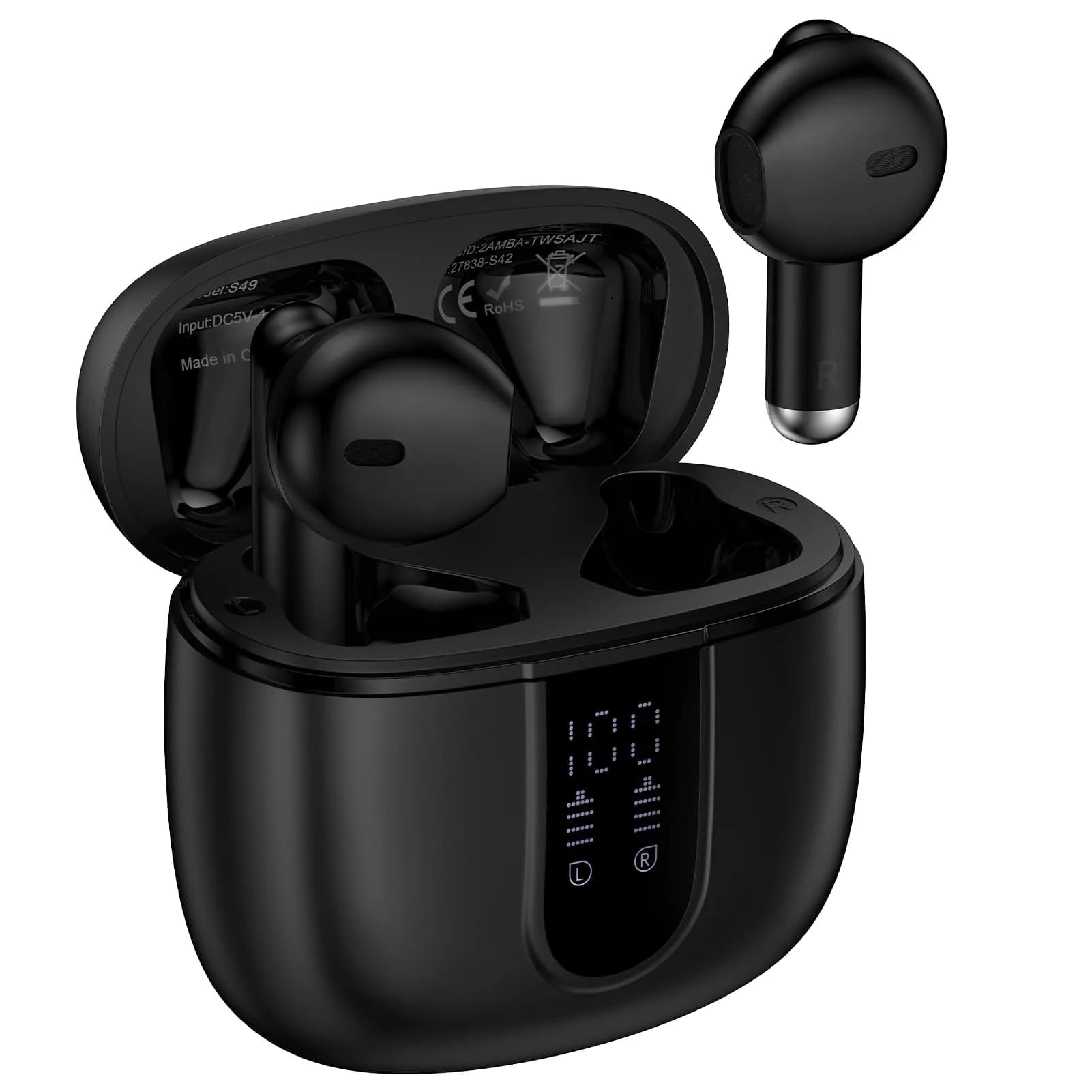 iHoto S49 Wireless Earbuds Bluetooth Headphones 30mAh (0.03Ah) | ENC Noise Cancelling, IP7 Waterproof, 40H Playtime