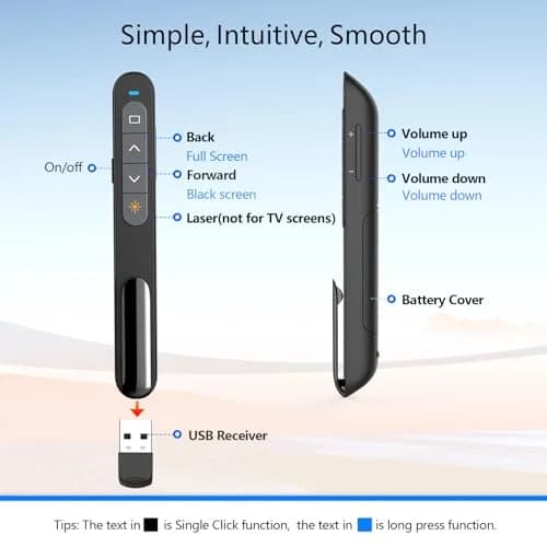 Norwii N27 Bluetooth Presentation Clicker Red | 100m Wireless Range thumbnail 6