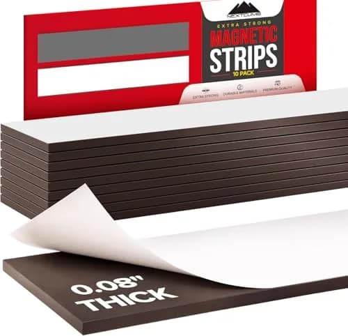 NextClimb Magnetic Tape Strips with Adhesive Backing, 1 inch Wide x 6 inch Long (10 Strips) | Strong Adhesive Magnets for Crafts, Whiteboard, Fridge thumbnail 1