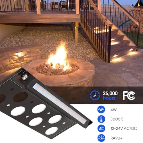E ENERGETIC LIGHTING 7 Inch Outdoor LED Step Lights | Waterproof Landscape Lighting, 12V-24V AC/DC, 4W, Warm White thumbnail 2