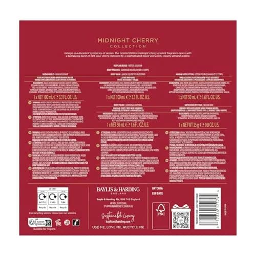Baylis & Harding Limited Edition Pamper Present Gift Set for Women | Midnight Cherry Fragrance, 6-Piece thumbnail 7