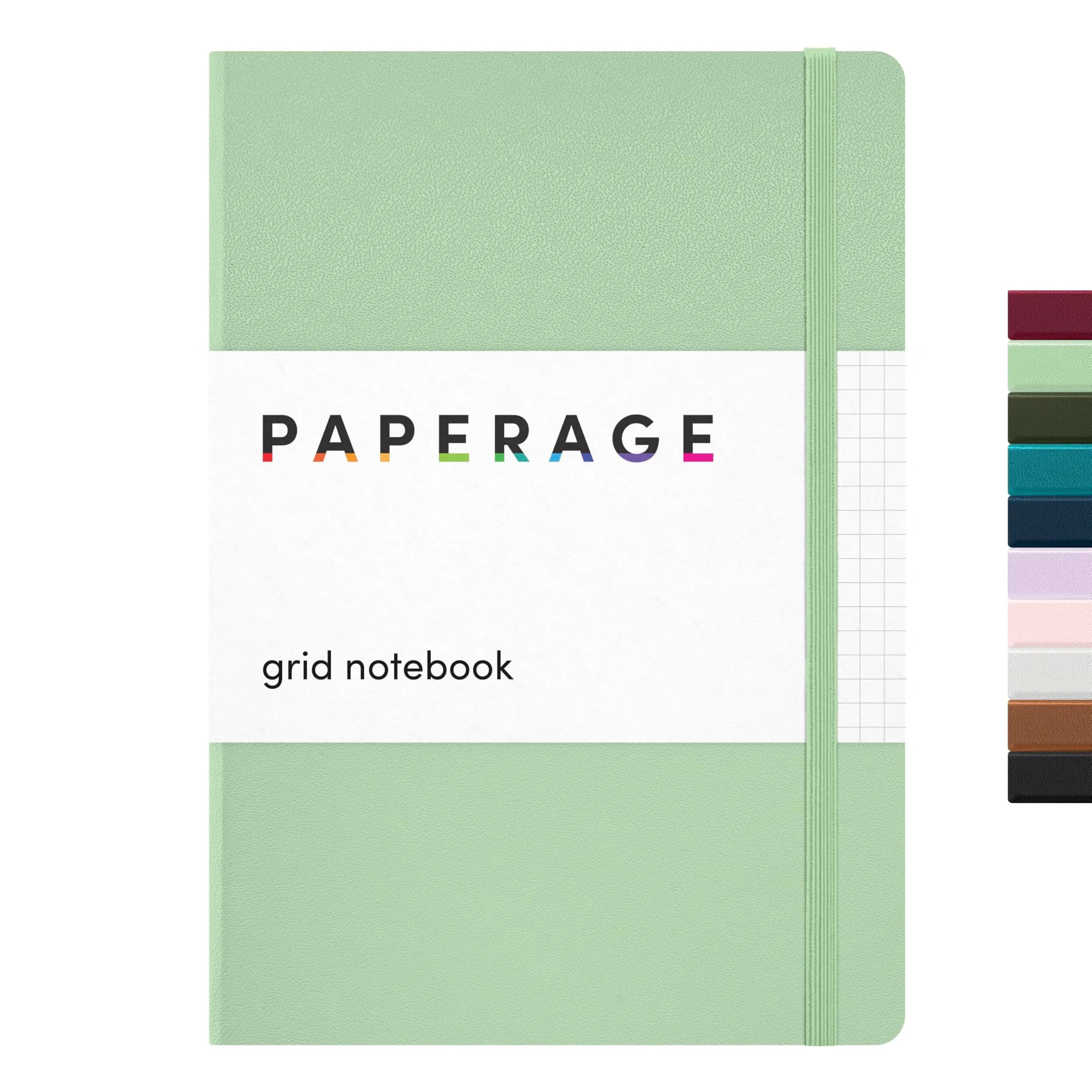 PAPERAGE Graph Paper Journal Notebook, Sage Green, 160 Pages, Medium 5.6 in x 8 in | Acid-Free 100 GSM Thick Paper