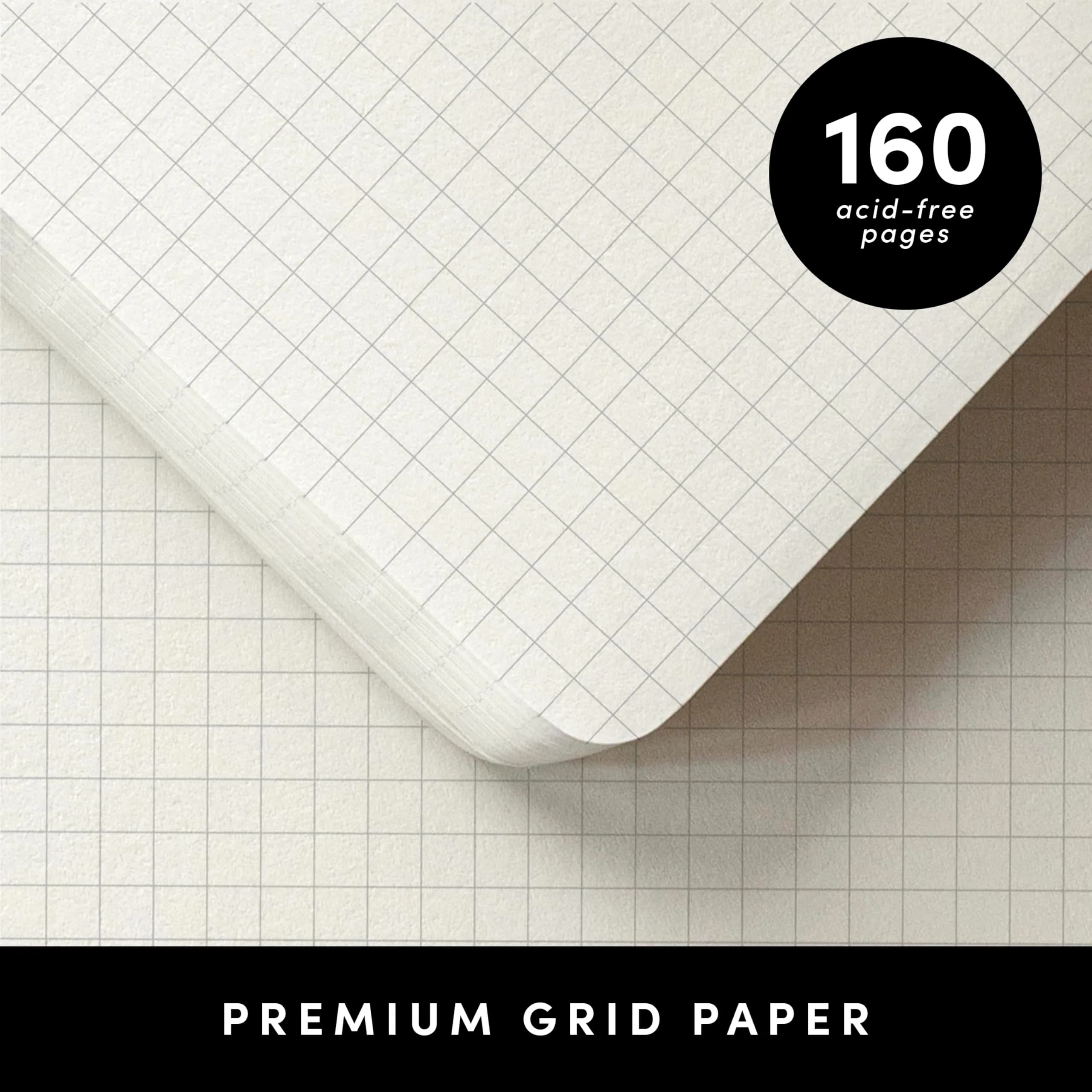 PAPERAGE Graph Paper Journal Notebook, Sage Green, 160 Pages, Medium 5.6 in x 8 in | Acid-Free 100 GSM Thick Paper thumbnail 4