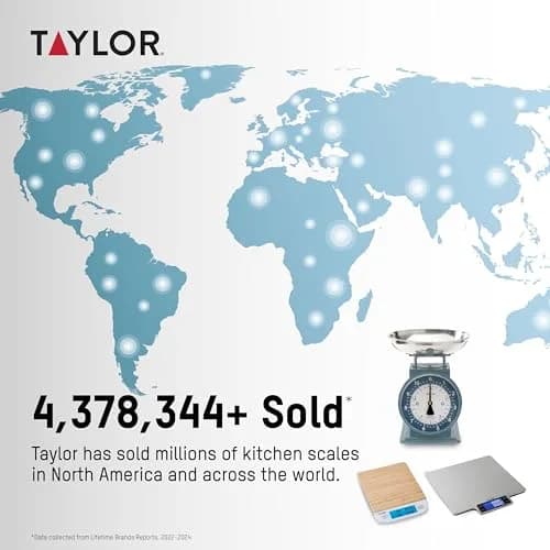 Taylor Vintage Mechanical Kitchen Scale 2.5kg (5.5 lb) Storm Blue | Large Easy-Read Dial, Removable Bowl thumbnail 3