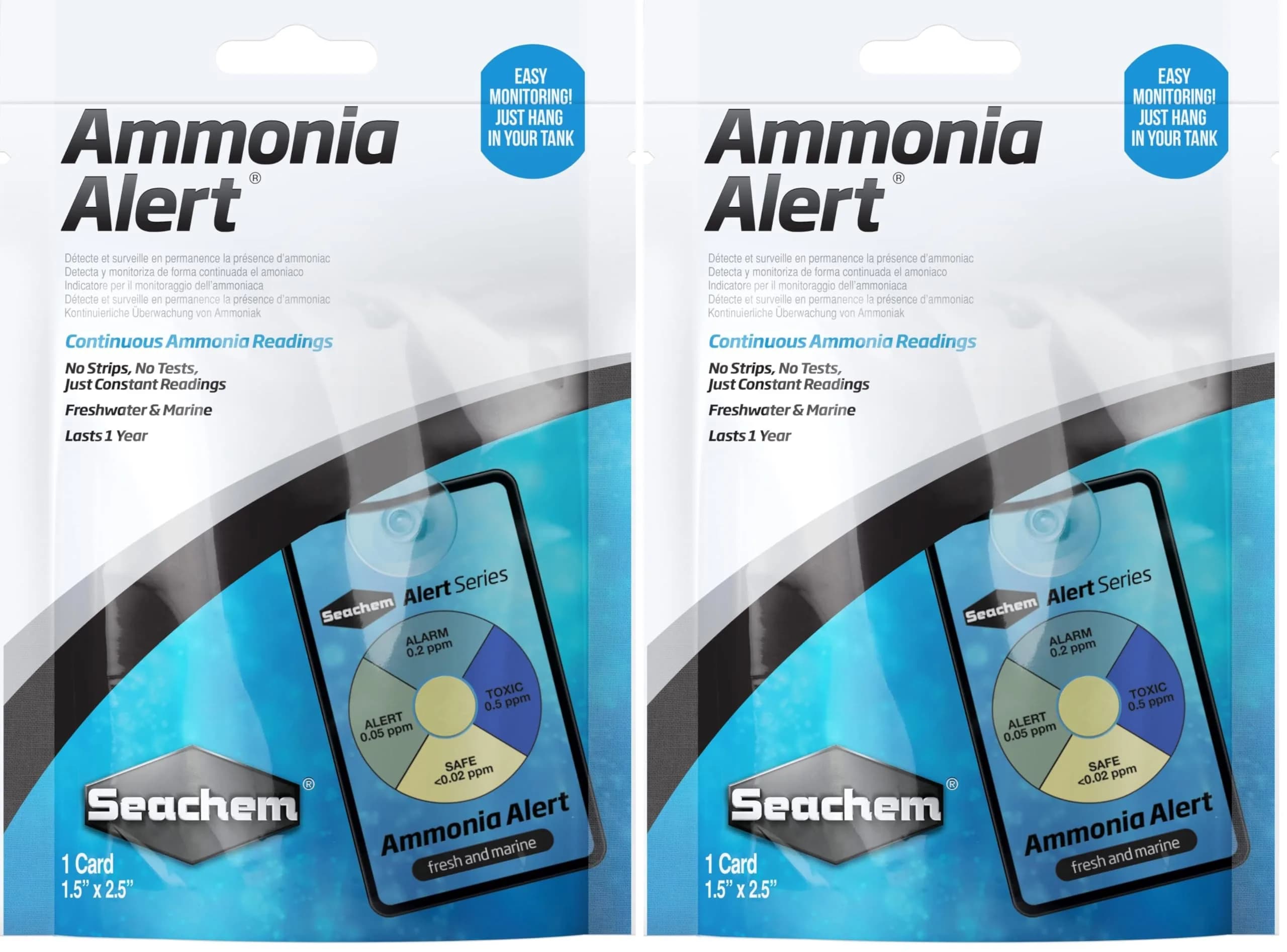 Seachem Ammonia Alert Sensor (Pack of 2) | Continuous Ammonia Monitoring for Freshwater & Marine Aquariums