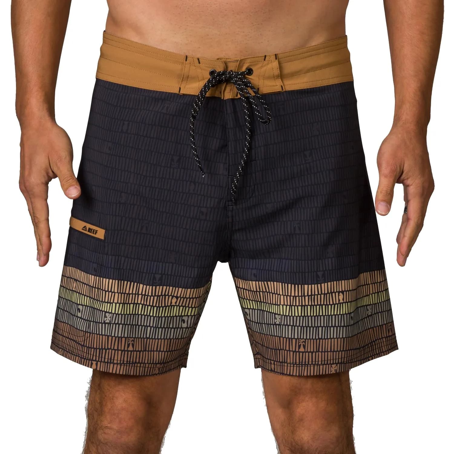 REEF Men's Remy Fixed Waist Boardshort Azure | 4-Way Stretch Water-Ready Swim Shorts — Caviar