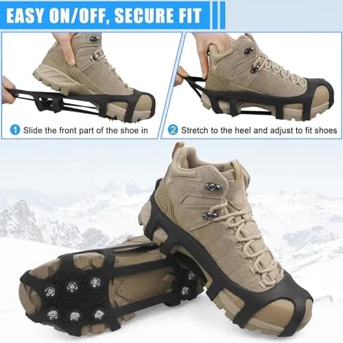 JSHANMEI Ice Cleats for Shoes and Boots Large (7.5-9.5 men/9-11 women) | Non-Slip Traction Spikes thumbnail 5