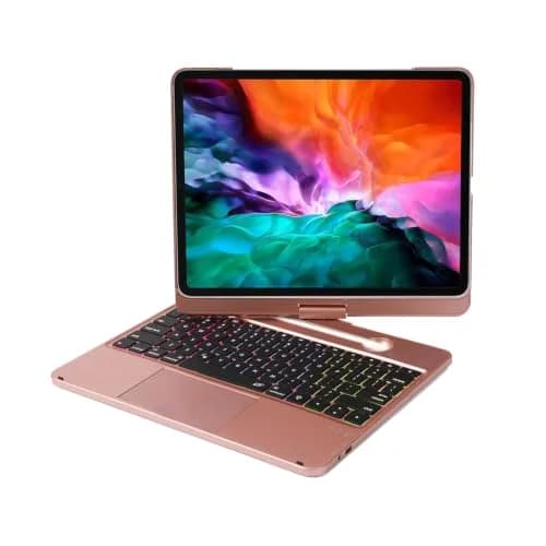 LENRICH Keyboard Case for iPad Pro 12.9 inch 6th/5th/4th/3rd Gen | 360° Rotating Stand, Wireless Keyboard, Rose Gold thumbnail 1