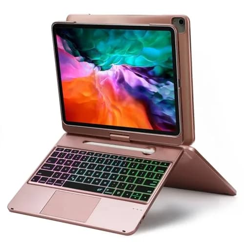 LENRICH Keyboard Case for iPad Pro 12.9 inch 6th/5th/4th/3rd Gen | 360° Rotating Stand, Wireless Keyboard, Rose Gold thumbnail 7
