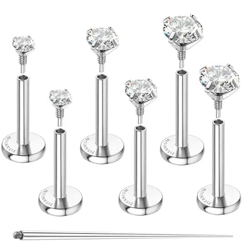 GEMQUEEN G23 Titanium Flat Back Earrings Hypoallergenic 16G | Versatile, Durable & Comfortable thumbnail 1