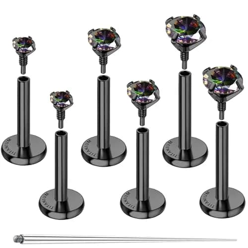GEMQUEEN G23 Titanium Flat Back Earrings 16G | Hypoallergenic, Versatile for Men & Women thumbnail 1
