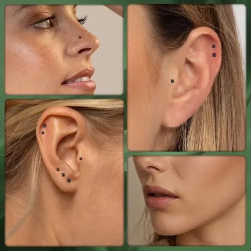GEMQUEEN Black 18G G23 Titanium Flat Back Earrings Set | Hypoallergenic Internally Threaded Studs for Multiple Piercings thumbnail 3