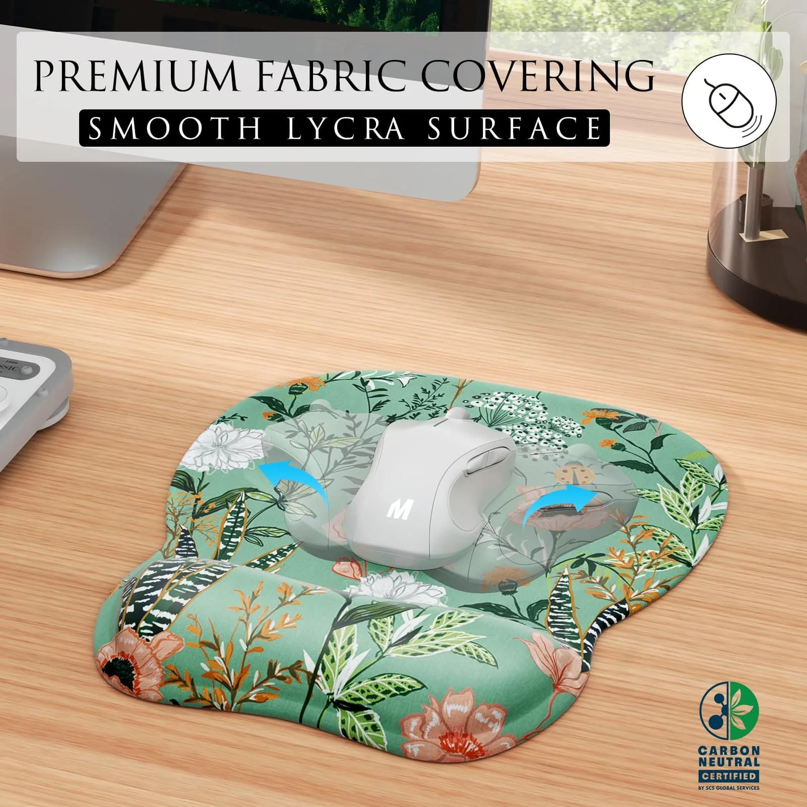 MROCO Ergonomic Mouse Pad Gel Wrist Rest, 9.4 x 8.1 inches, Garden Whispers | Comfortable Support for Daily Use
