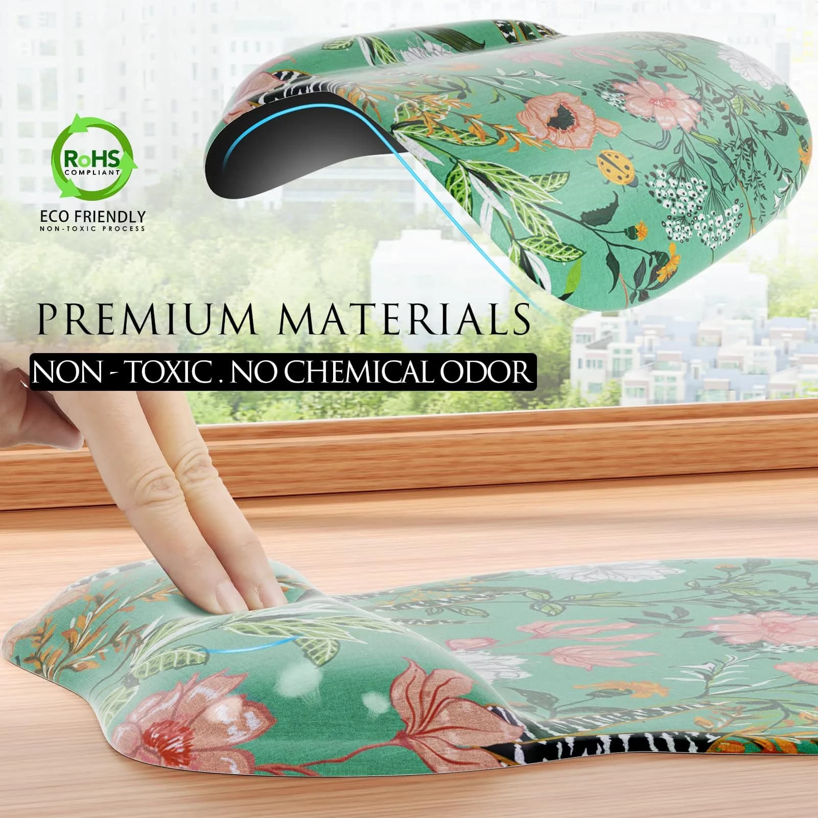 MROCO Ergonomic Mouse Pad Gel Wrist Rest, 9.4 x 8.1 inches, Garden Whispers | Comfortable Support for Daily Use thumbnail 4
