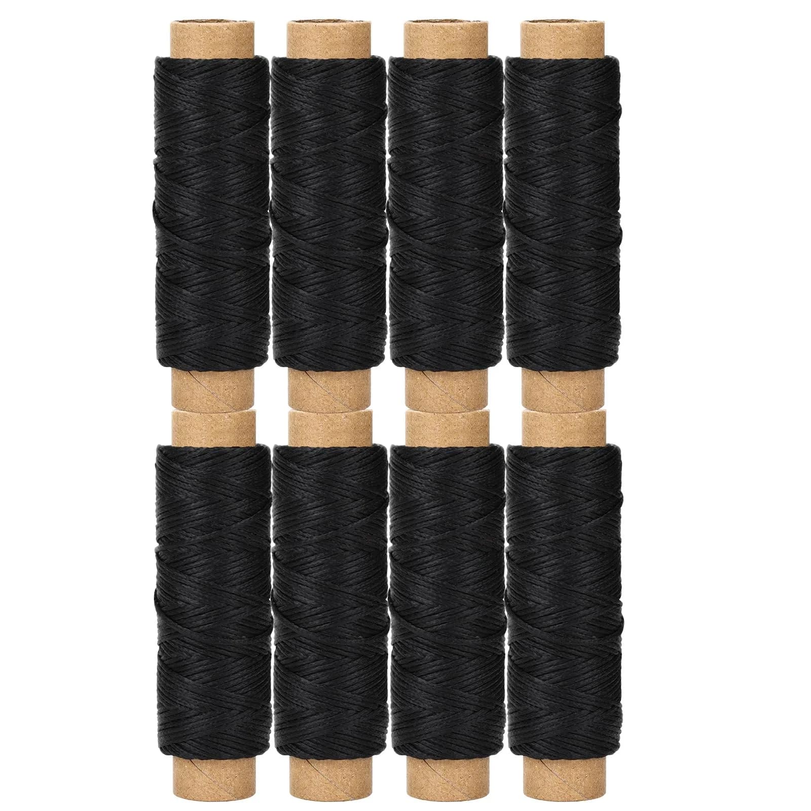 JANYUN Black Waxed Leather Thread 1mm 150D Sewing Cord Pack | 8 Spools, 264 Total Yards - main product image